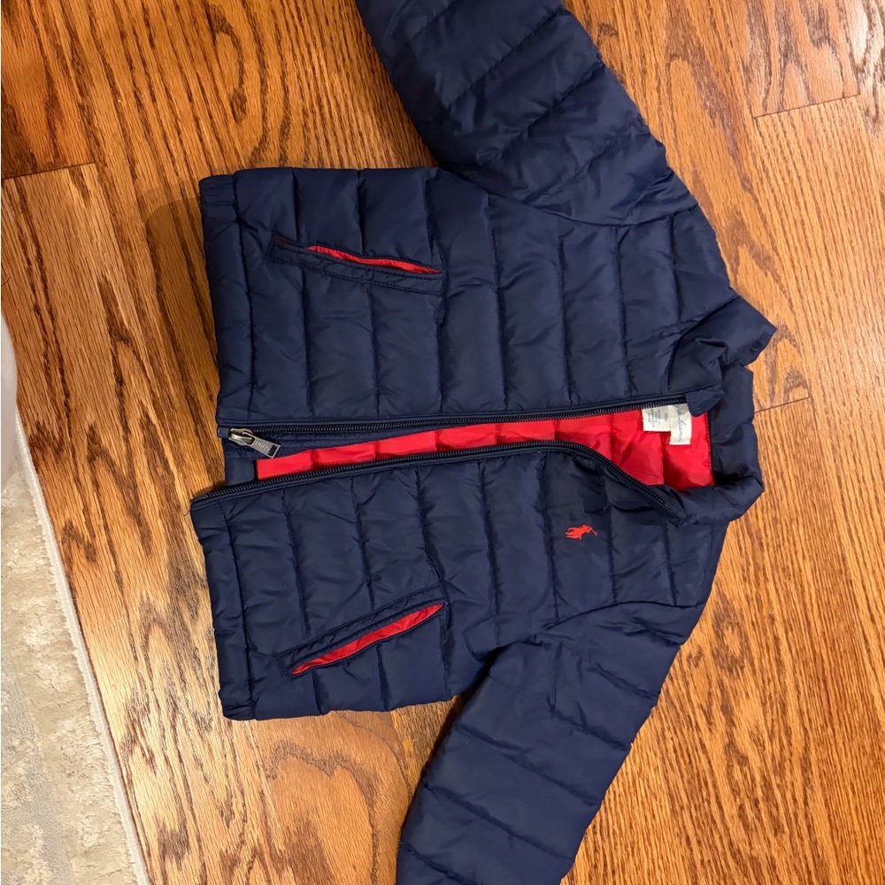 Navy Blue Kids Jacket with Red Accents